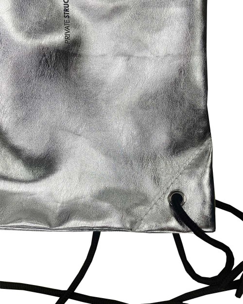 PU Drawstring Bag - Silver [4609]