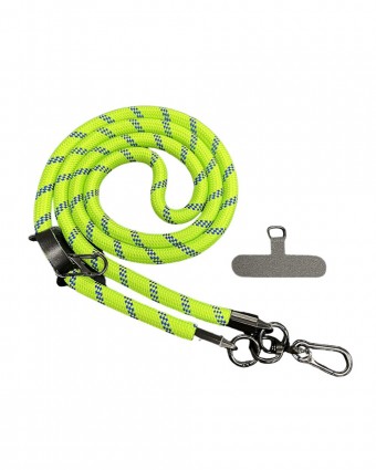 Shoulder Phone Strap - Neon Green Stripes - [4597]