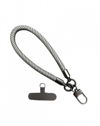 Wrist Phone Strap - Black Grey Stripes - [4599]