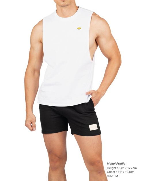 Crew Neck Easy Fit Muscle Tee - White [4719]