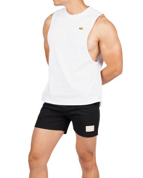 Crew Neck Easy Fit Muscle Tee – White [4719]