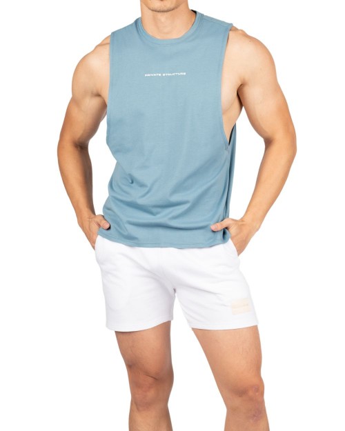 Crew Neck Easy Fit Muscle Tee - Frosty Blue [4720]