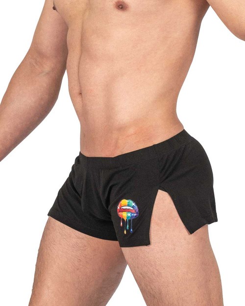 Load My Mouth High Split Boxer (with Jockstrap) - Black [4413]