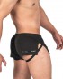 Load My Mouth High Split Boxer (with Jockstrap) - Black [4413]