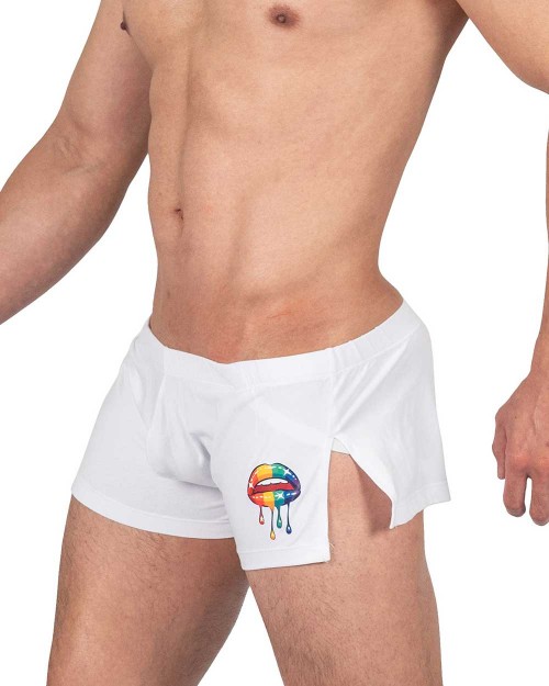 Load My Mouth High Split Boxer (with Jockstrap) - White [4413]