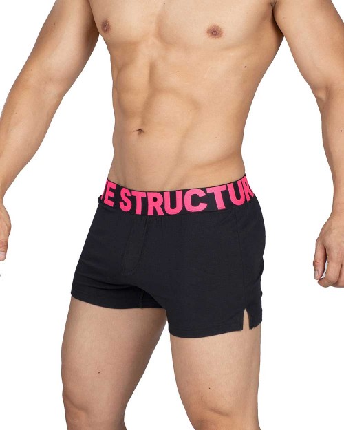 Modality Lounge Shorts With Inner Bulge - Black Magenta [4183]