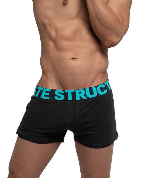 Modality Lounge Shorts With Inner Bulge - Black/Turquoise [4183]