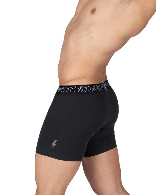 PS Sport Anti-Bac Textile Mid Waist Boxer Brief - Black Blue [4340a1]