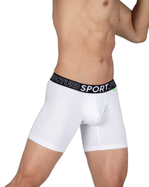 PS Sport Anti-Bac Textile Mid Waist Boxer Brief - White Green [4340a1]